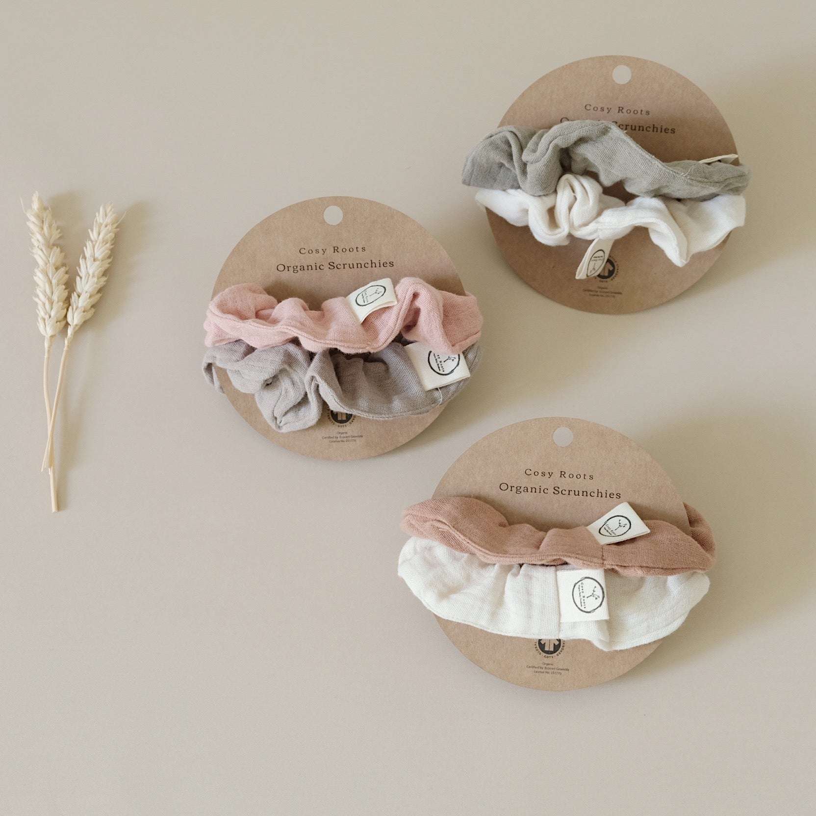 Organic Muslin Scrunchies - Dusty Rose/Caramel - SALE - Image 7