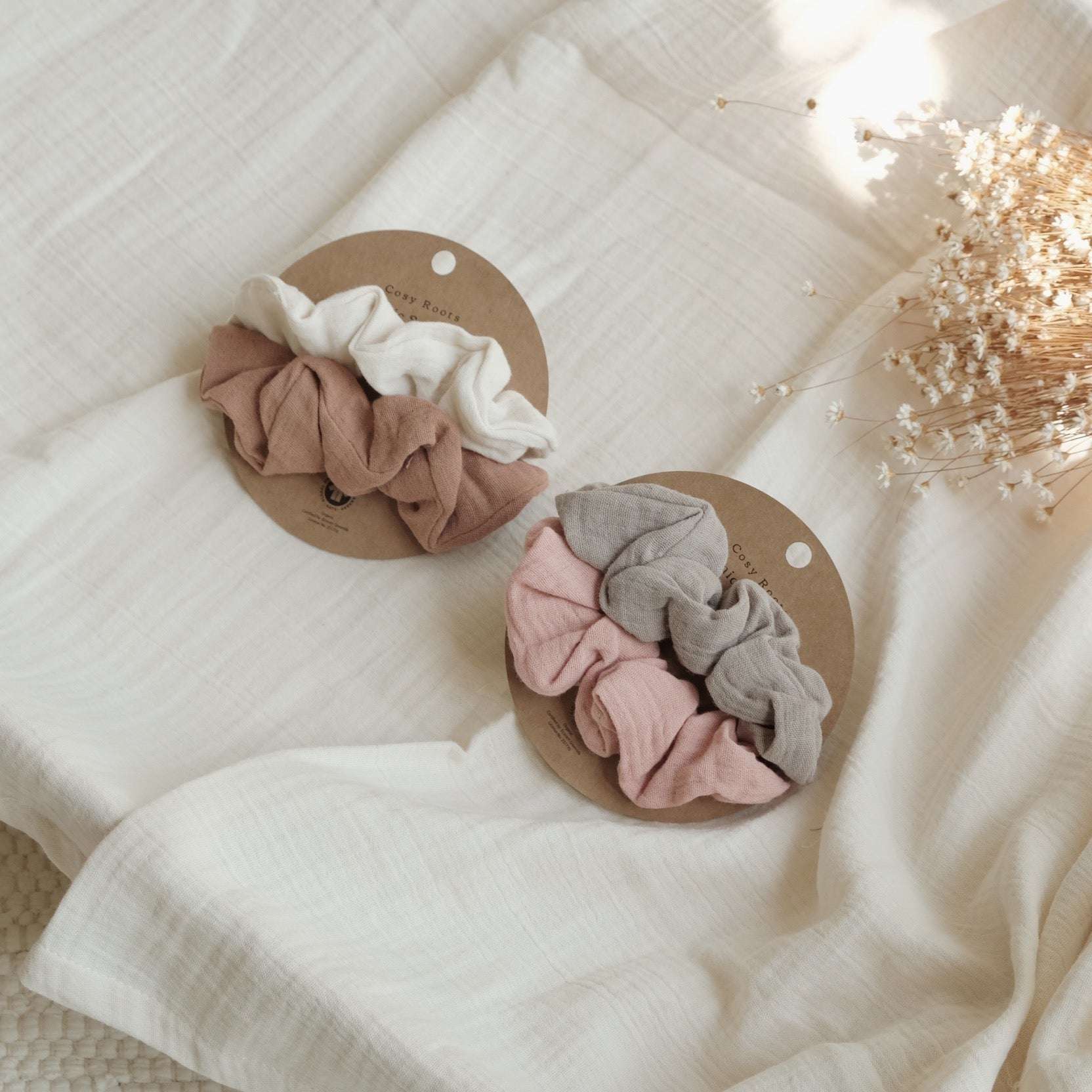 Organic Muslin Scrunchies - Walnut/Sand - SALE - Image 8