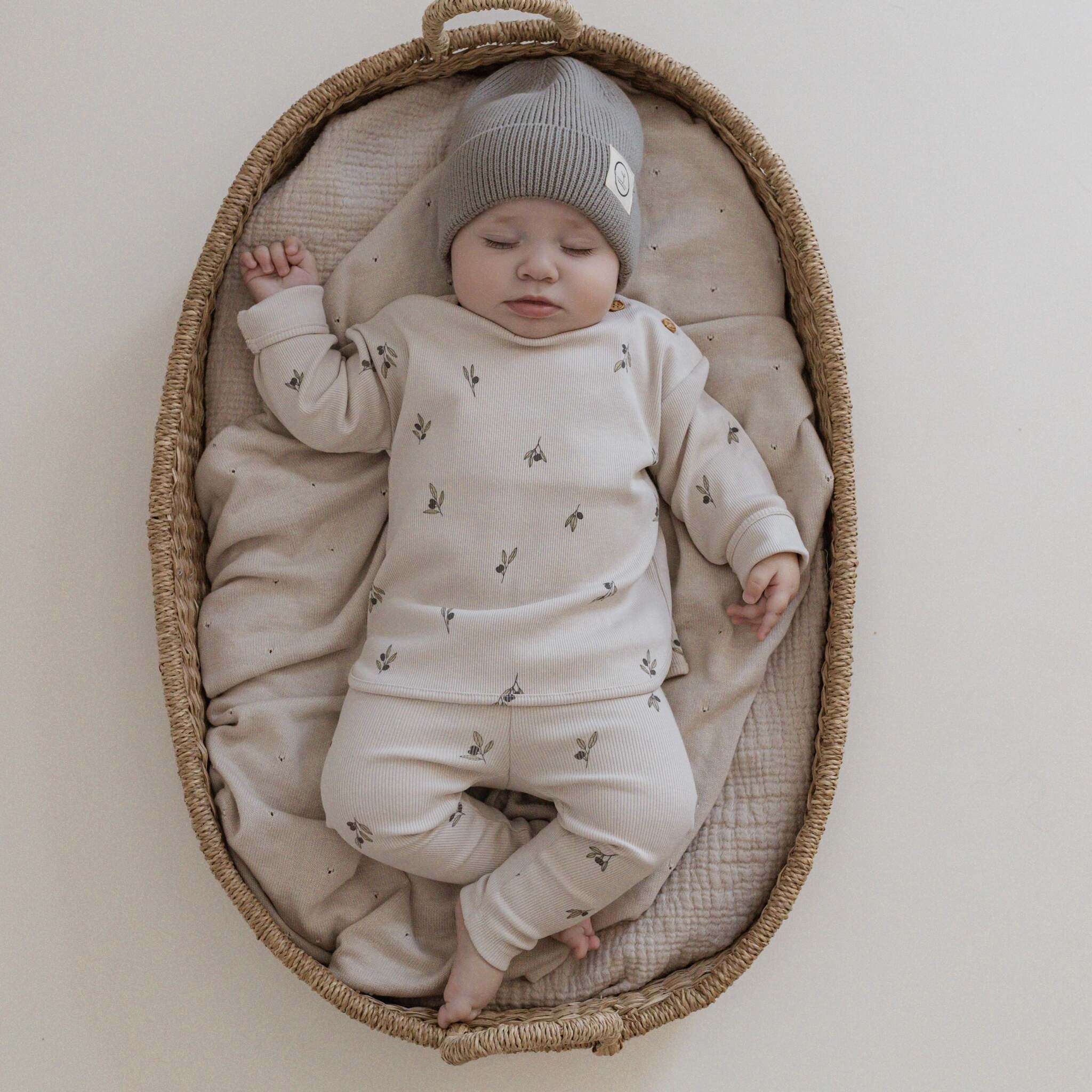 Organic Rib Leggings - Tiny Olives - Image 5