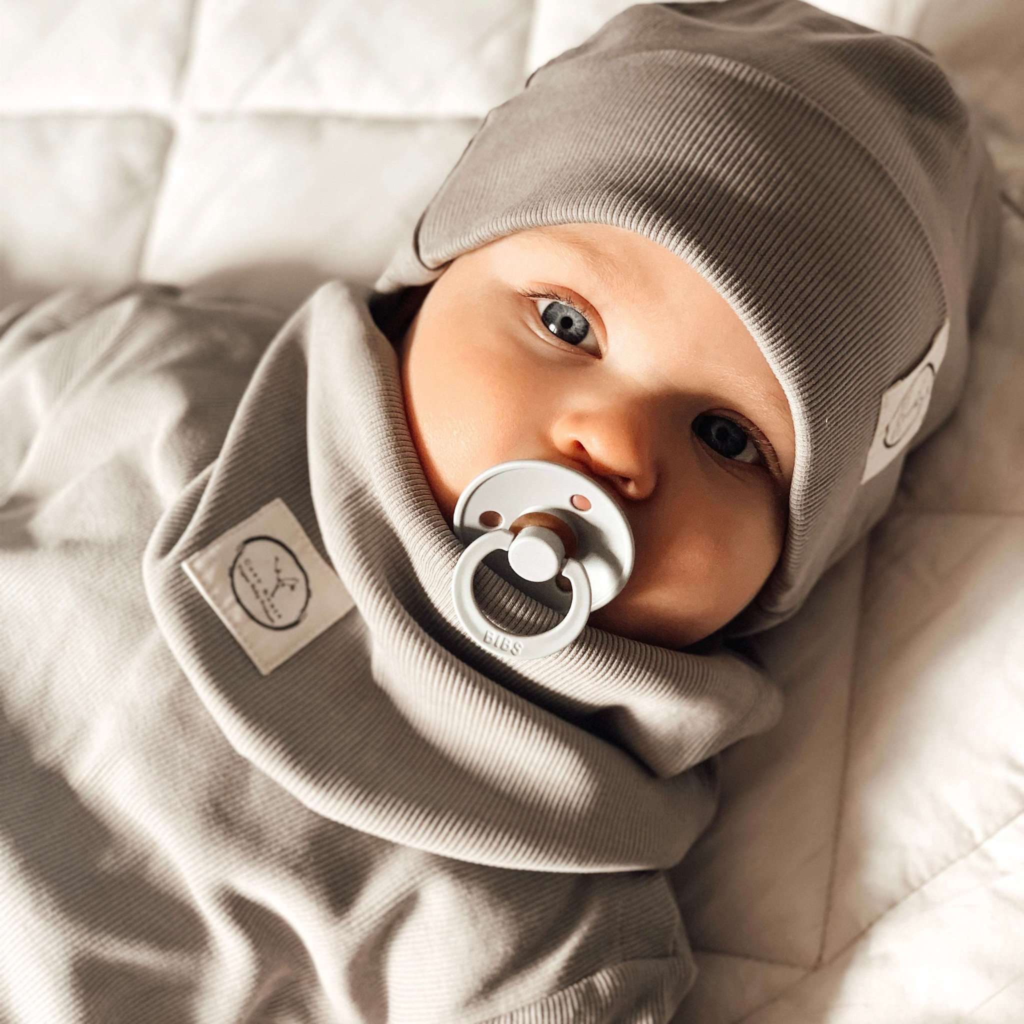 Organic Rib Beanie - Grey- S A L E - Image 4